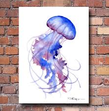 Jellyfish Art Print Watercolor Abstract