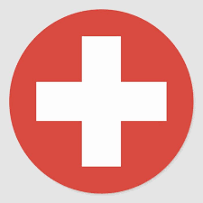 Round Sticker Swiss Flag Red Cross