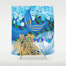 Ocean Blue Mermaid Life Shower Curtain