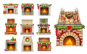 Premium Vector House Fireplaces With