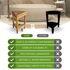 Compact Teak Corner Shower Stool