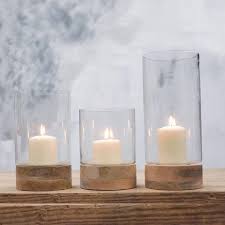 Cylindrical Wooden Glass Lantern Candle