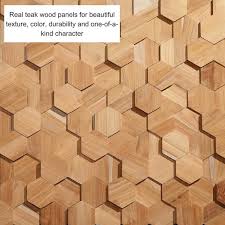 Wall Supply 0 79 In 5 91 In 10 24 In Ultrawood Teak Hexagon Natural Jointless Wall Paneling 25 Pack