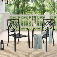 Suncrown Stacking Metal Outdoor Patio Dining Chair 2 Pack
