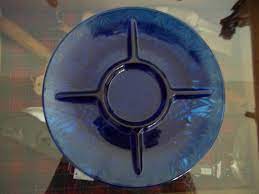 Vintage Cobalt Blue Glass Serving