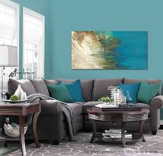 Teal Wall Art Abstract Horizontal