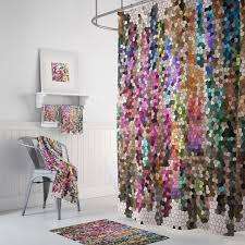Jewel Tone Mosaic Shower Curtain Set