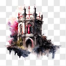Colorful Old Castle Painting Png