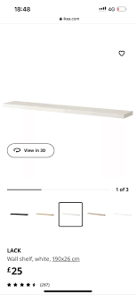 Ikea Lack White Wall Shelf 190 26cm