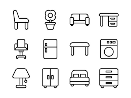 Furniture Icon Set Outline Graphic By