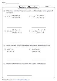 Systems Of Equations Worksheets