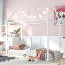 Anbazar White Twin Size Metal House Bed