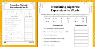 Sixth Grade Translating Algebraic