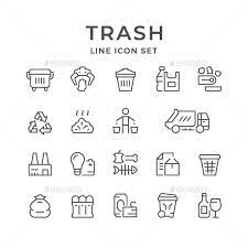 Set Line Icons Of Trash Line Icon