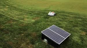 Solar Powered Lawn Mower Charging