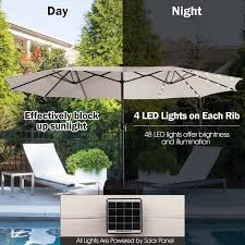 Patio Umbrella With 48 Solar Lights