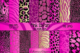 Hot Pink Glitter Safari Animal Print
