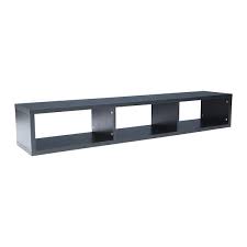 60 00 In Particle Board Black Floating Tv Console Tv Stand Fits Tv S Up To 70 In With 3 Open Storage
