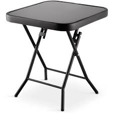 Folding Side Table Glass Top Table