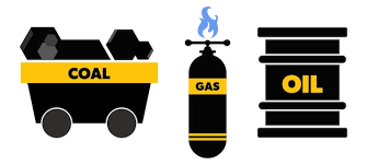 Coal Oil Gas Icons Vector Isolated On