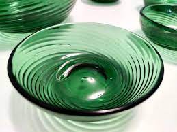 Green Empoli Blown Glass Dessert Bowls