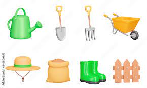 Gardening 3d Icon Set Tools Equipment
