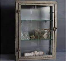 Rustic Metal Wall Cabinet With Glass