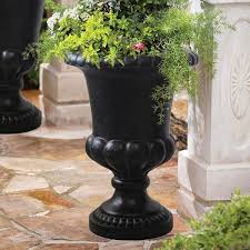 Double Bulbous Urn In Aged Charcoal
