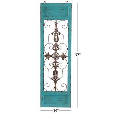 Wood Teal Arabesque Scroll Wall Decor