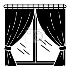 Room Window Curtain Icon Simple