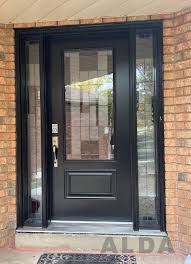 Black Mosaic Glass Entry Door Steel Doors