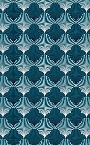 Blue Art Deco Scallop Pattern Wallpaper
