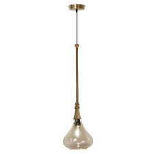 River Of Goods 8 5w Amber Glass Wood And Jutependant Light Amber