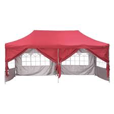 Ovastlkuy 10 Ft X 20 Ft Red Instant Patio Canopy Tent With Sidewalls