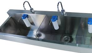 Wall Mounted Triple Bay Scrub Sink