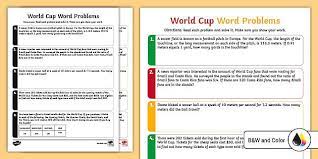 Sixth Grade World Cup Word Problems