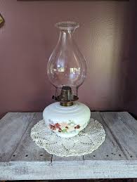 Antique Hand Painted Oil Lamp