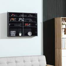 Homcom 5 Y Wall Shelf Display Cabinet W 2 Glass Doors And 4 Adjustable Shelves Black