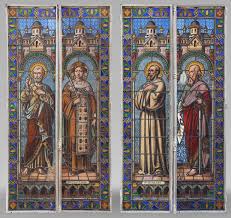 Pair Of Double Religious Stained Glass