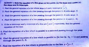 Activity 1 Find The Equation Of A Line