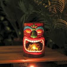 Solar Powered Tiki Fire Mouth Statue