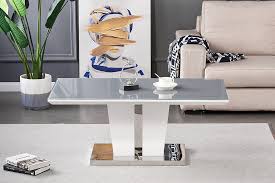 Coffee Table White High Gloss With Grey