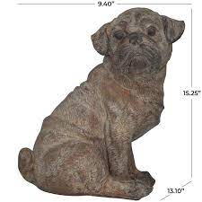 Litton Lane Brown Polystone Pug Dog Sculpture