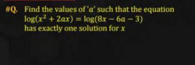 Equation Log X2 2ax Log 8x