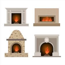 Fire In Flat Style For Design Room Interior