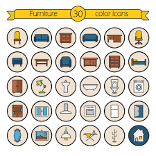 House Furniture Color Icons Set