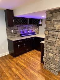 Basement Remodeling Timber Stone