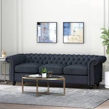 Parksley Tufted Chesterfield Fabric 3 Seater Sofa