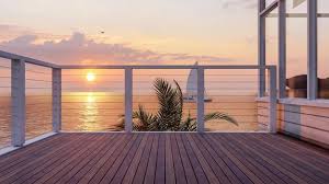 Outdoor Seaside Wooden Balcony Deck
