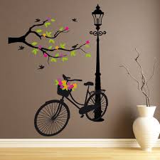Flower Bicycle Lamppost Tree Wall Decal